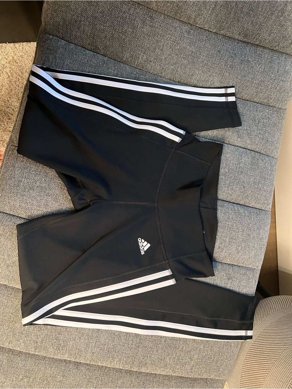 adidas Black Leggings with White Side Stripes